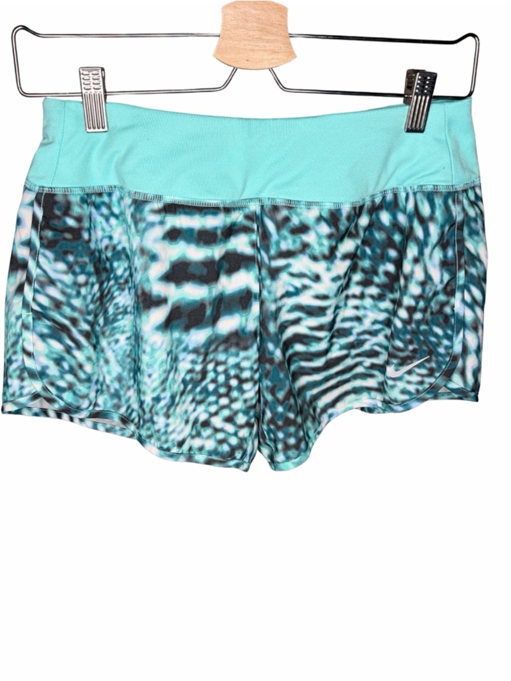 Nike Teal Aqua Wave Print Athletic Shorts Women’s Small